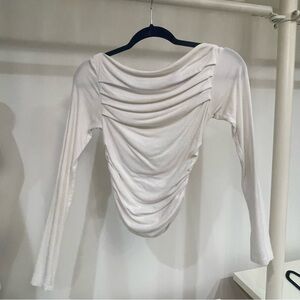 Amazon White Ruched Long Sleeve Top